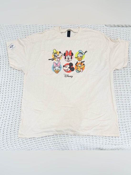 Gildan Tops - Disney Womens Juniors Regular Fit Mickey and Friends Graphic T-Shirt in cream xl